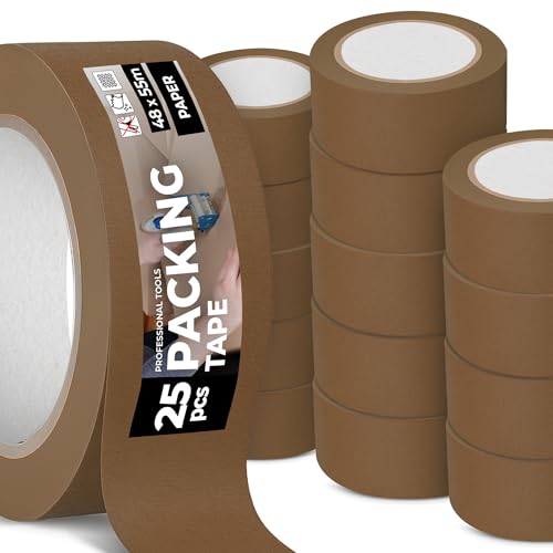Instalguru 25x Packband Klebeband Paketband 40 mm Braun Verpackungsband Papierklebeband Recycelbar Naturkautschukkleber Umweltgerechtes Recyclingfreundlich Instalguru 25x Packband Klebeband Paketband 40 mm Braun Verpackungsband Papierklebeband Recycelbar Naturkautschukkleber Umweltgerechtes Recyclingfreundlich von Instalguru