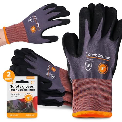 Instalguru 2x Arbeitshandschuhe Größe 9 Schutzhandschuhe Mechaniker Montagehandschuhe Gartenhandschuhe Touchscreenfähig Nitrilhandschuhe Werkstatt Mechaniker von Instalguru