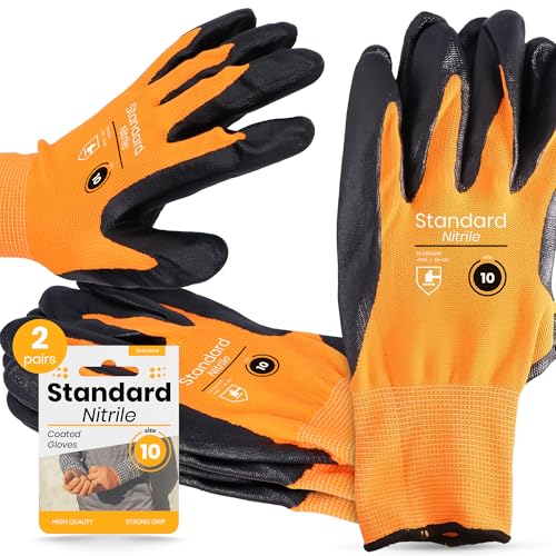Instalguru 2x Arbeitshandschuhe Nitril-Beschichtung Größe 10 Rutschfeste Handschuhe Montagehandschuhe Montagearbeit Mechanikerhandschuhe Gartenhandschuhe Bauarbeiten von Instalguru