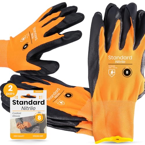 Instalguru 2x Arbeitshandschuhe Nitril-Beschichtung Größe 8 Rutschfeste Handschuhe Montagehandschuhe Montagearbeit Mechanikerhandschuhe Gartenhandschuhe Bauarbeiten von Instalguru