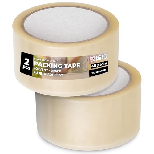 Instalguru 2x Packband Klebeband 55 m Transparent Paketband Verpackungsband Stark Kautschukklebstoff Reißfest für Versand Umzug Kühllagerung Paketen Kartons von Instalguru