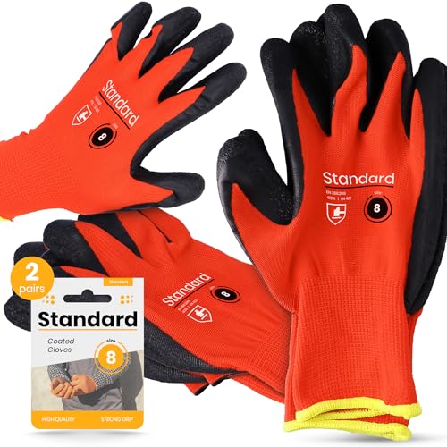 Instalguru 2x Schutzhandschuhe Größe 8 Latex Arbeitshandschuhe Handschuhe Beschichtung Montagehandschuhe Bauhandschuh Mechaniker Bauarbeiten Heimwerker Gartenarbeit von Instalguru
