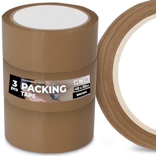 Instalguru 3x Klebeband Packband 48 mm 55 m Braun Paketband Verpackungsband Verpackungsklebeband Stark Acrylkleber Verschließen von Paketen Kartons Universelles von Instalguru