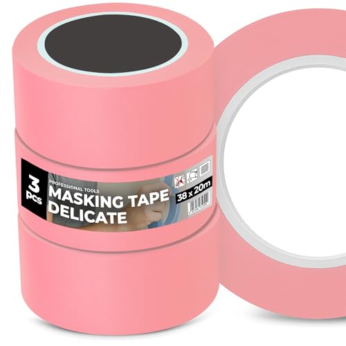 Instalguru 3x Malerband 38 mm x 20 m Klebeband Rose Malerkrepp Abklebeband Maler Kreppband Universal Renovieren Malerarbeiten Washi-Papier Washi-Reispapier von Instalguru