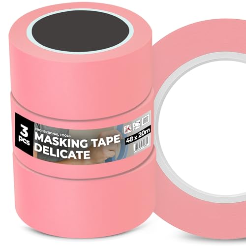Instalguru 3x Malerband 48 mm x 20 m Klebeband Rose Malerkrepp Abklebeband Maler Kreppband Universal Renovieren Malerarbeiten Washi-Papier Washi-Reispapier von Instalguru