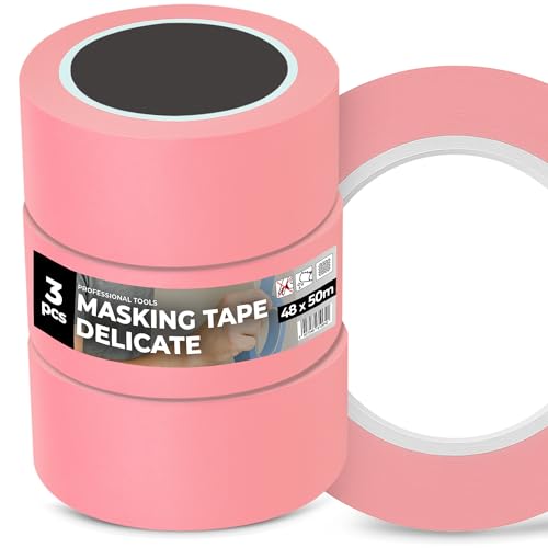 Instalguru 3x Malerband 48 mm x 50 m Klebeband Rose Malerkrepp Abklebeband Maler Kreppband Universal Renovieren Malerarbeiten Washi-Papier Washi-Reispapier von Instalguru