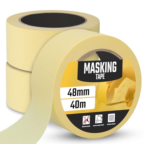 Instalguru 3x Malerband Malerkrepp 48 mm x 40 m Klebeband Kreppband Abklebeband Rückstandfrei Ablösbar Maler Profi Malerarbeiten Streichen Lackieren Renovieren von Instalguru