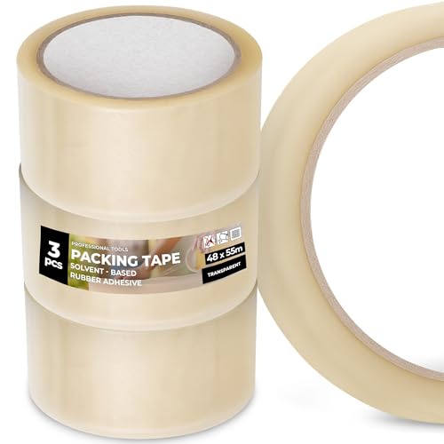 Instalguru 3x Packband Klebeband 55 m Transparent Paketband Verpackungsband Stark Kautschukklebstoff Reißfest für Versand Umzug Kühllagerung Paketen Kartons von Instalguru