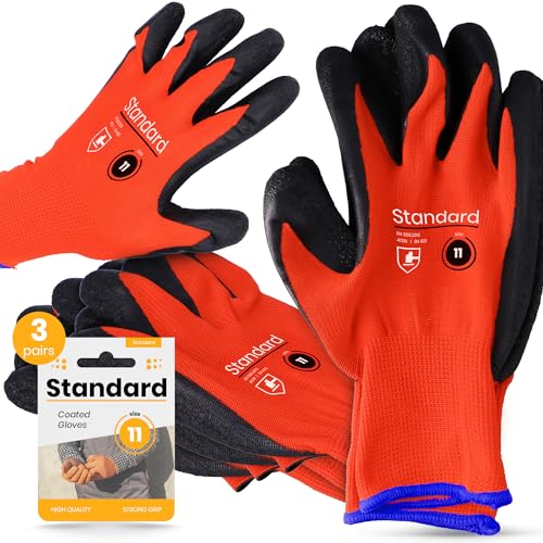 Instalguru 3x Schutzhandschuhe Größe 11 Latex Arbeitshandschuhe Handschuhe Beschichtung Montagehandschuhe Bauhandschuh Mechaniker Bauarbeiten Heimwerker Gartenarbeit von Instalguru