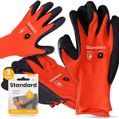 Instalguru 3x Schutzhandschuhe Größe 7 Latex Arbeitshandschuhe Handschuhe Beschichtung Montagehandschuhe Bauhandschuh Mechaniker Bauarbeiten Heimwerker Gartenarbeit von Instalguru