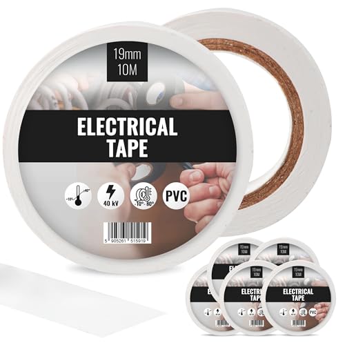 5x Isolierband Isoband Elektriker Klebeband Wasserdicht Iso Tape PVC 19 mm x 10 m Dichtungsband PCV Band Panzerband Wasserfest Elektrisches Bündeln Reparieren Kabeln Weiß von Instalguru
