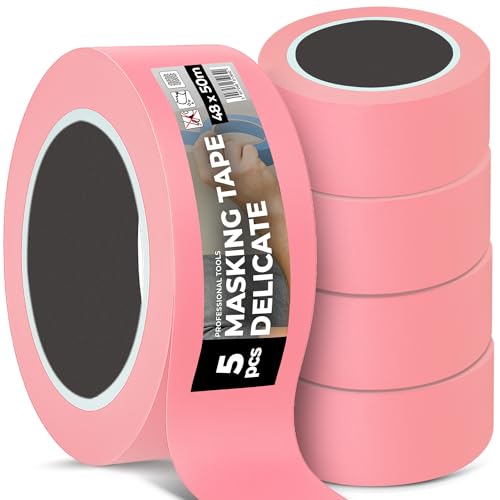 Instalguru 5x Malerband 48 mm x 50 m Klebeband Rose Malerkrepp Abklebeband Maler Kreppband Universal Renovieren Malerarbeiten Washi-Papier Washi-Reispapier von Instalguru