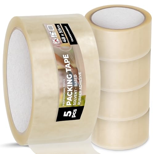 Instalguru 5x Packband Klebeband 55 m Transparent Paketband Verpackungsband Stark Kautschukklebstoff Reißfest für Versand Umzug Kühllagerung Paketen Kartons von Instalguru