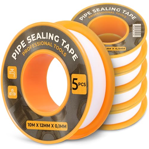Instalguru 5x Teflonband Gewindedichtband 10m 12mm Weiß Teflon Abdichten PTFE Gewinde Band Dichtungsband Dichtband Gewindeband Wasserdicht Hochwertiges Haushalt Industrie von Instalguru