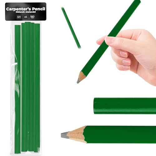 Instalguru 5x Zimmermannsbleistift Bleistift Baubleistift 4H Baustift Grün 180 mm Maurer Handwerker Tischler Werkstatt Dachdecker Bauarbeiter Bleistifte Schreiner Markierungswerkzeug von Instalguru