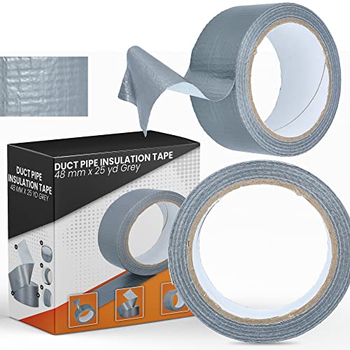 Instalguru Aluminium Klebeband Wasserdicht Netzverstärkt 48 mm x 25 yd Grau DUCT Tape Alu Klebeband Panzertape verstärkt mit einem Glasgittergewebe | Panzerband für PE Rohrisolierung Isolierschlauch von Instalguru