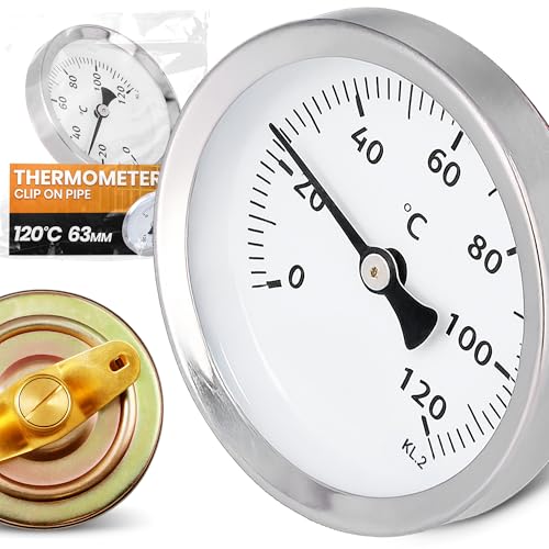 Instalguru Anlegethermometer 63 mm 0-120°C Zeigerthermometer Thermometer auf Rohr Heizungsrohr Rohrthermometer Bimetall Rund Heizanlagen Kessel Heizkörperrohrtemperatur Instalguru Anlegethermometer 63 mm 0-120°C Zeigerthermometer Thermometer auf Rohr Heizungsrohr Rohrthermometer Bimetall Rund Heizanlagen Kessel Heizkörperrohrtemperatur von Instalguru