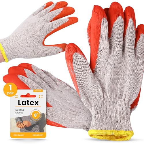 Instalguru Arbeitshandschuhe Gummihandschuhe Schutzhandschuhe Montagehandschuhe Rutschfeste Robuster Gummi Beschichtung Heimwerker Mechaniker Garten Universell von Instalguru