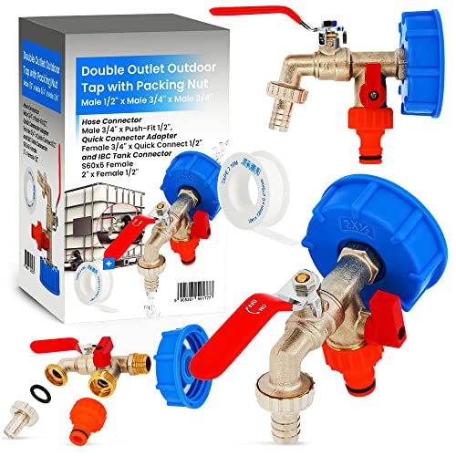 Instalguru Doppelzapfhahn Kugelauslaufhahn IBC Hebelgriff IBC Adapter S60x6 2 x 1/2 | Auslaufhahn Schlauchanschluss Gartenschlauch Anschluss Schnellverbinder Wassertank Regentonnen Instalguru Doppelzapfhahn Kugelauslaufhahn IBC Hebelgriff IBC Adapter S60x6 2 x 1/2 | Auslaufhahn Schlauchanschluss Gartenschlauch Anschluss Schnellverbinder Wassertank Regentonnen von Instalguru