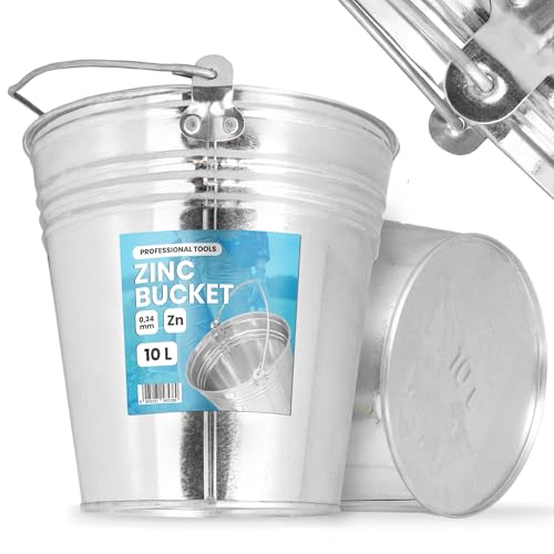 Eimer 10L Metalleimer Wassereimer Zinkeimer Blecheimer Verzinkt Baueimer Garteneimer Zink Stahl Blech Garten Robuster Bauarbeiten Putzeimer Qualität Baugewerbe von Instalguru