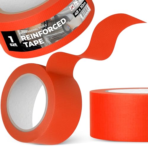 Instalguru Gewebeband Reparaturband 48 mm 10 m Orange Verstärkt Gewebeklebeband Klebeband Panzertape Schutzband Duct Tape Wasserfest UV-beständig Extra Stark Bau Installation von Instalguru