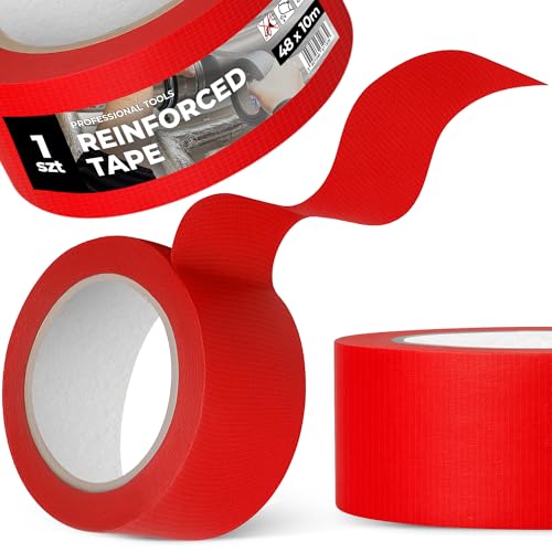 Instalguru Gewebeband Reparaturband 48 mm 10 m Rot Verstärkt Gewebeklebeband Klebeband Panzertape Schutzband Duct Tape Wasserfest UV-beständig Extra Stark Bau Installation von Instalguru