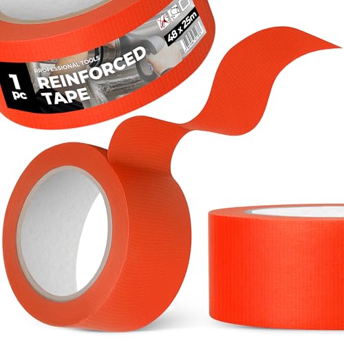 Instalguru Gewebeband Reparaturband 48 mm 25 m Orange Verstärkt Gewebeklebeband Klebeband Panzertape Schutzband Duct Tape Wasserfest UV-beständig Extra Stark Bau Installation von Instalguru