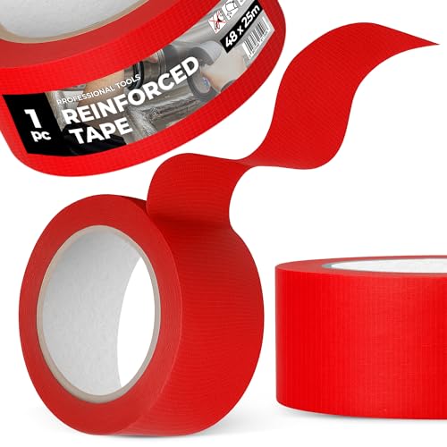 Instalguru Gewebeband Reparaturband 48 mm 25 m Rot Verstärkt Gewebeklebeband Klebeband Panzertape Schutzband Duct Tape Wasserfest UV-beständig Extra Stark Bau Installation von Instalguru