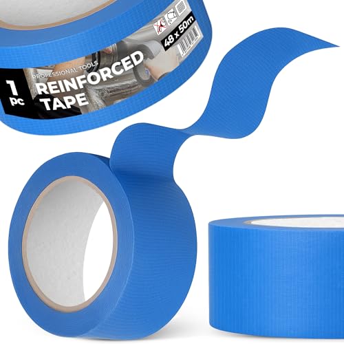 Instalguru Gewebeband Reparaturband 48 mm 50 m Blau Verstärkt Gewebeklebeband Klebeband Panzertape Schutzband Duct Tape Wasserfest UV-beständig Extra Stark Bau Installation von Instalguru