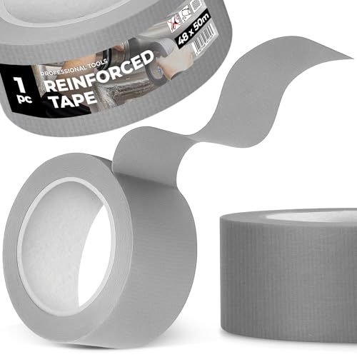 Instalguru Gewebeband Reparaturband 48 mm 50 m Grau Verstärkt Gewebeklebeband Klebeband Panzertape Schutzband Duct Tape Wasserfest UV-beständig Extra Stark Bau Installation von Instalguru