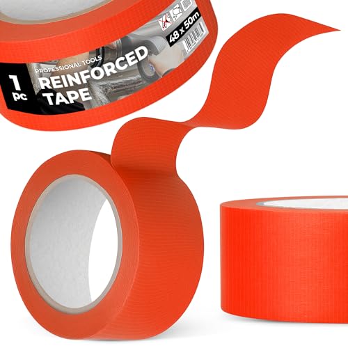 Instalguru Gewebeband Reparaturband 48 mm 50 m Orange Verstärkt Gewebeklebeband Klebeband Panzertape Schutzband Duct Tape Wasserfest UV-beständig Extra Stark Bau Installation von Instalguru