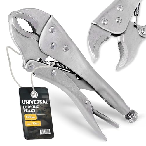 Instalguru Gripzange Feststellzange 250 mm Schweißzange Universal Klemmzange Schlosserzangen Gebogene Backe Zange mit Einstellschraube Verzinkt Chrom-Vanadium-Stahl von Instalguru