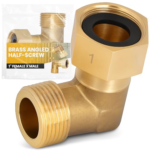 Instalguru Halbe Verschraubung 1'' IG x AG Messing Winkel Bogen Rohrverschraubung Überwurfmutter Gewindefitting Verbinder Wassersysteme Garten Heizung von Instalguru