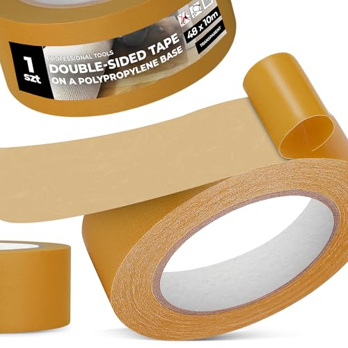 Instalguru Klebeband 10 m PP Doppelseitiges Montageklebeband Universalklebeband Stark Dünn Universal Multifunktionales Verpackungen Deko Teppiche Basteln von Instalguru