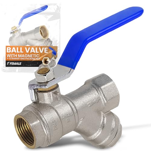 Instalguru Kugelventil Kugelhahn Messing 1'' IG 30 bar Y-typ Magnet Siebfilter Stopfbuchse Absperrventil Absperrhahn Wasser Trinkwasser Heizung Rohr Anschluss von Instalguru