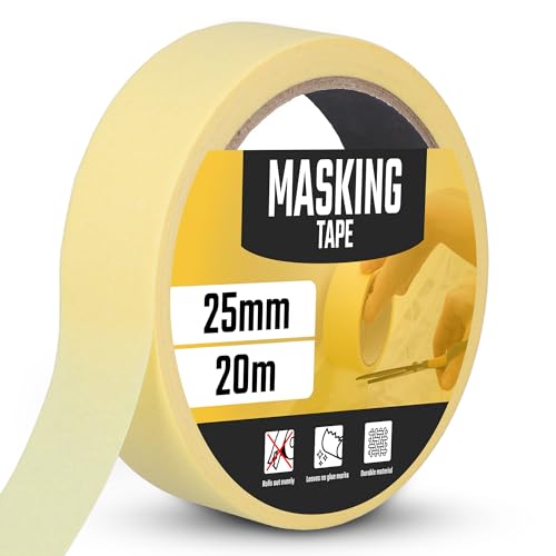 Instalguru Malerband Malerkrepp 25 mm x 20 m Klebeband Kreppband Abklebeband Rückstandfrei Ablösbar Maler Profi Malerarbeiten Streichen Lackieren Renovieren von Instalguru