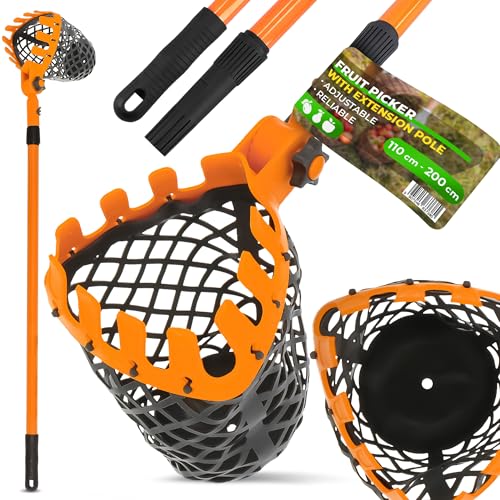 Instalguru Obst Sammler Obstaufsammelmaschine Teleskop Stiel 110-200 cm Apfel Frucht Nüsse Eicheln Fallobst Pflücker Obstsammler Äpfelsammler Erntemaschine Pflückhilfe von Instalguru