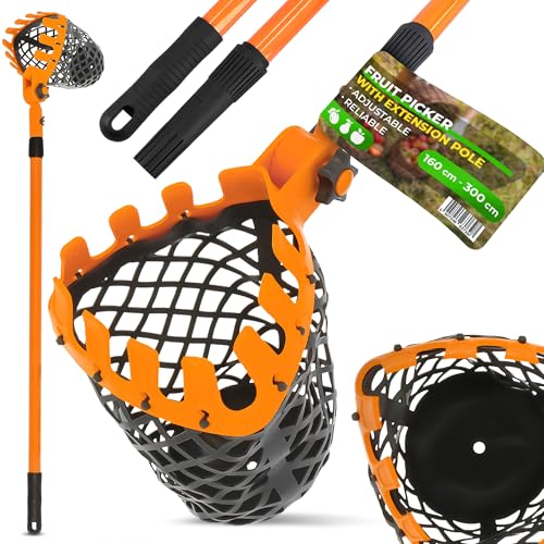 Instalguru Obst Sammler Obstaufsammelmaschine Teleskop Stiel 160-300 cm Apfel Frucht Nüsse Eicheln Fallobst Pflücker Obstsammler Äpfelsammler Erntemaschine Pflückhilfe von Instalguru