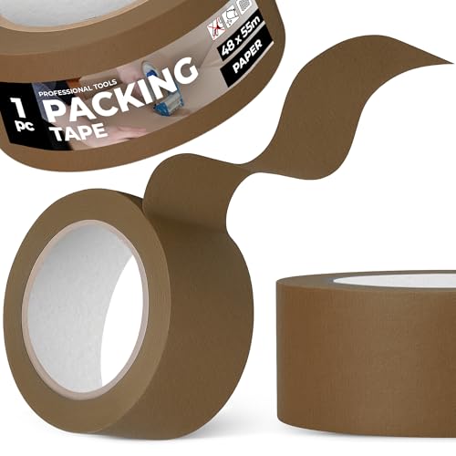 Instalguru Packband Klebeband Paketband 40 mm Braun Verpackungsband Papierklebeband Recycelbar Naturkautschukkleber Umweltgerechtes Recyclingfreundlich von Instalguru