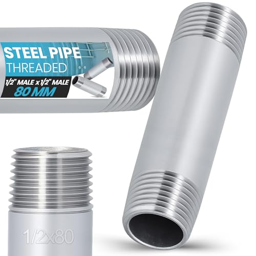 Instalguru Rohrdoppelnippel 1/2'' AG Außengewinde 80 mm Langnippel Edelstahl Rohr Rohrnippel Konisch Verlängerung Verbinder Gewinde Fitting Verschraubung von Instalguru