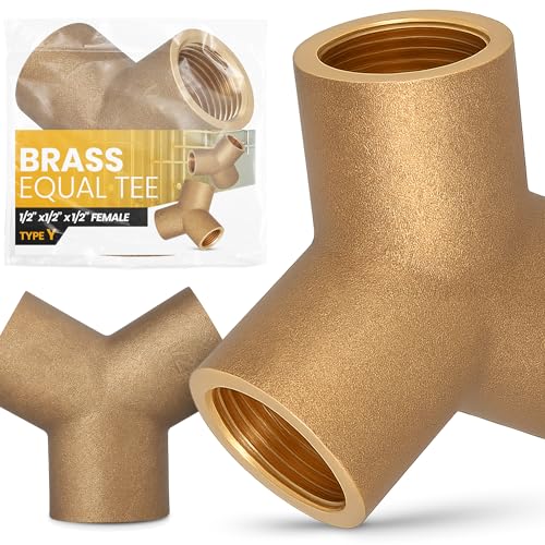 Instalguru T-Stück Messing Fitting 1/2'' IG Innengewinde Wasser Y-Typ Gewindefitting Rohrverbinder Rohrverbinder 3‑Fach Rohrfitting Verbindung Kupplung Sanitäranlagen Heizung von Instalguru