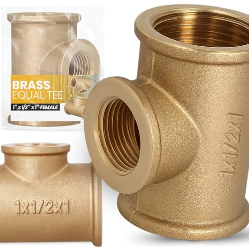 Instalguru T-Stück Messing Fitting 1''x1/2''x1 IG Innengewinde Wasser Gewindefitting Rohrverbinder Rohrverbinder 3‑Fach Rohrfitting Verbindung Kupplung Sanitäranlagen Heizung von Instalguru