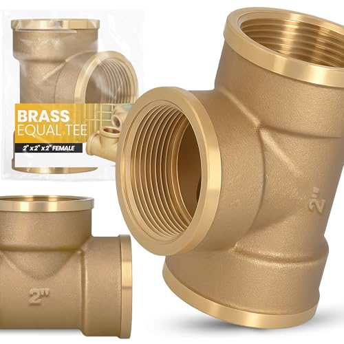 Instalguru T-Stück Messing Fitting 2'' IG Innengewinde Wasser Gewindefitting Rohrverbinder Rohrverbinder 3‑Fach Rohrfitting Verbindung Kupplung Sanitäranlagen Heizung von Instalguru