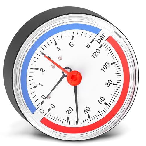 Instalguru Thermomanometer 80 mm Temperaturmanometer 120°C 6 Bar Metall Axial Thermometer Manometer 1/4'' Hintergewinde Zeigerthermometer Druckluftmanometer Heizungsthermometer Druckmanometer Instalguru Thermomanometer 80 mm Temperaturmanometer 120°C 6 Bar Metall Axial Thermometer Manometer 1/4'' Hintergewinde Zeigerthermometer Druckluftmanometer Heizungsthermometer Druckmanometer von Instalguru