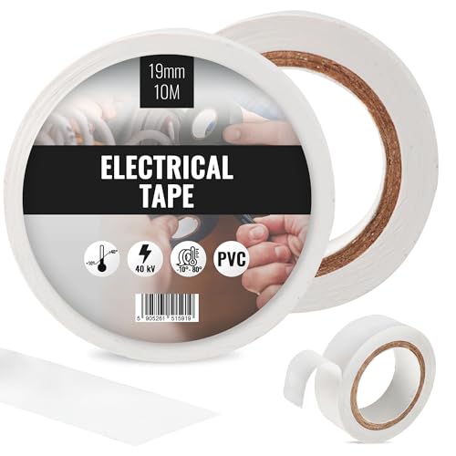Instalguru Isolierband Isoband Elektriker Klebeband Wasserdicht Iso Tape PVC 19 mm x 10 m Dichtungsband PCV Band Panzerband Wasserfest Elektrisches Bündeln Reparieren Kabeln Weiß Instalguru Isolierband Isoband Elektriker Klebeband Wasserdicht Iso Tape PVC 19 mm x 10 m Dichtungsband PCV Band Panzerband Wasserfest Elektrisches Bündeln Reparieren Kabeln Weiß von Instalguru