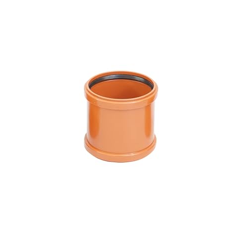 KG Rohr Überschiebmuffe Ø DN 160 mm Länge 180 mm Orangebraun | PP PVC Muffe Mit 2 Gummidichtringen | Kanalrohrsystem Abwasserrohr Doppelmuffe Chemische Beständigkeit | Abwasser Installation von Instalguru