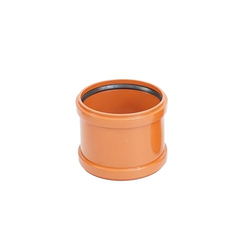 KG Rohr Überschiebmuffe Ø DN 200 mm Länge 165 mm Orangebraun | PP PVC Muffe Mit 2 Gummidichtringen | Kanalrohrsystem Abwasserrohr Doppelmuffe Chemische Beständigkeit | Abwasser Installation von Instalguru