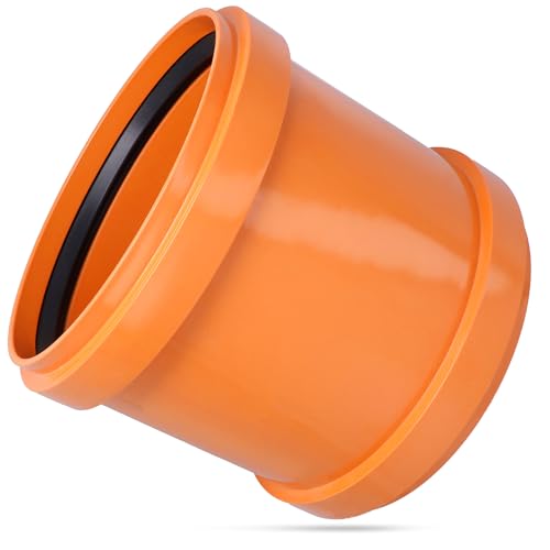 KG Rohr Überschiebmuffe Ø DN 250 mm Länge 260 mm Orangebraun | PP PVC Muffe Mit 2 Gummidichtringen | Kanalrohrsystem Abwasserrohr Doppelmuffe Chemische Beständigkeit | Abwasser Installation von Instalguru