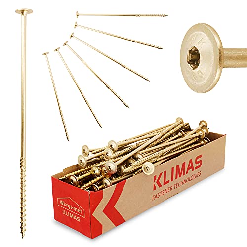 KLIMAS® Holzschrauben Torx Schrauben Set Tellerkopfschrauben TX 8 mm x 260mm 50 Stück | Holzbauschrauben Selbstbohrende Spanplattenschrauben Terrasenschrauben Dachkonstruktion Holz Schraubenset von Instalguru