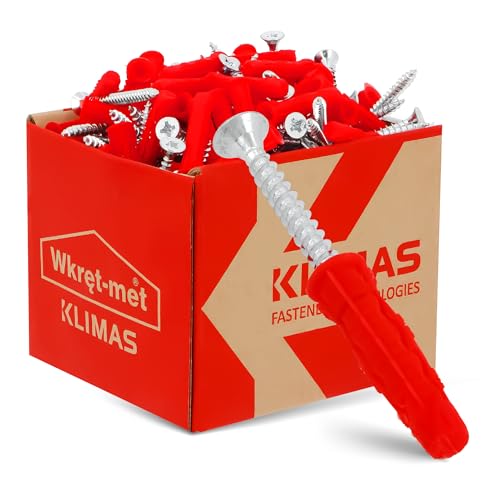 KLIMAS® Rahmendübel Ø 8 x 40 mm mit Senkkopfschraube Ø 5 x 50 mm 100 Stück | Universal-Rahmendübel zur Befestigung in Beton Ziegeln Gipsbauplatten uvm. mit Schrauben PZ-2 | Dübel Set von Instalguru
